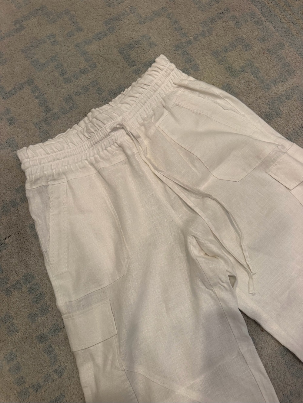Classic White Linen Jacket and Cargo Pants for Women - Picture 5 of 8